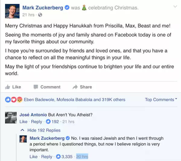 An Atheist RespondsToMark Zuckerberg